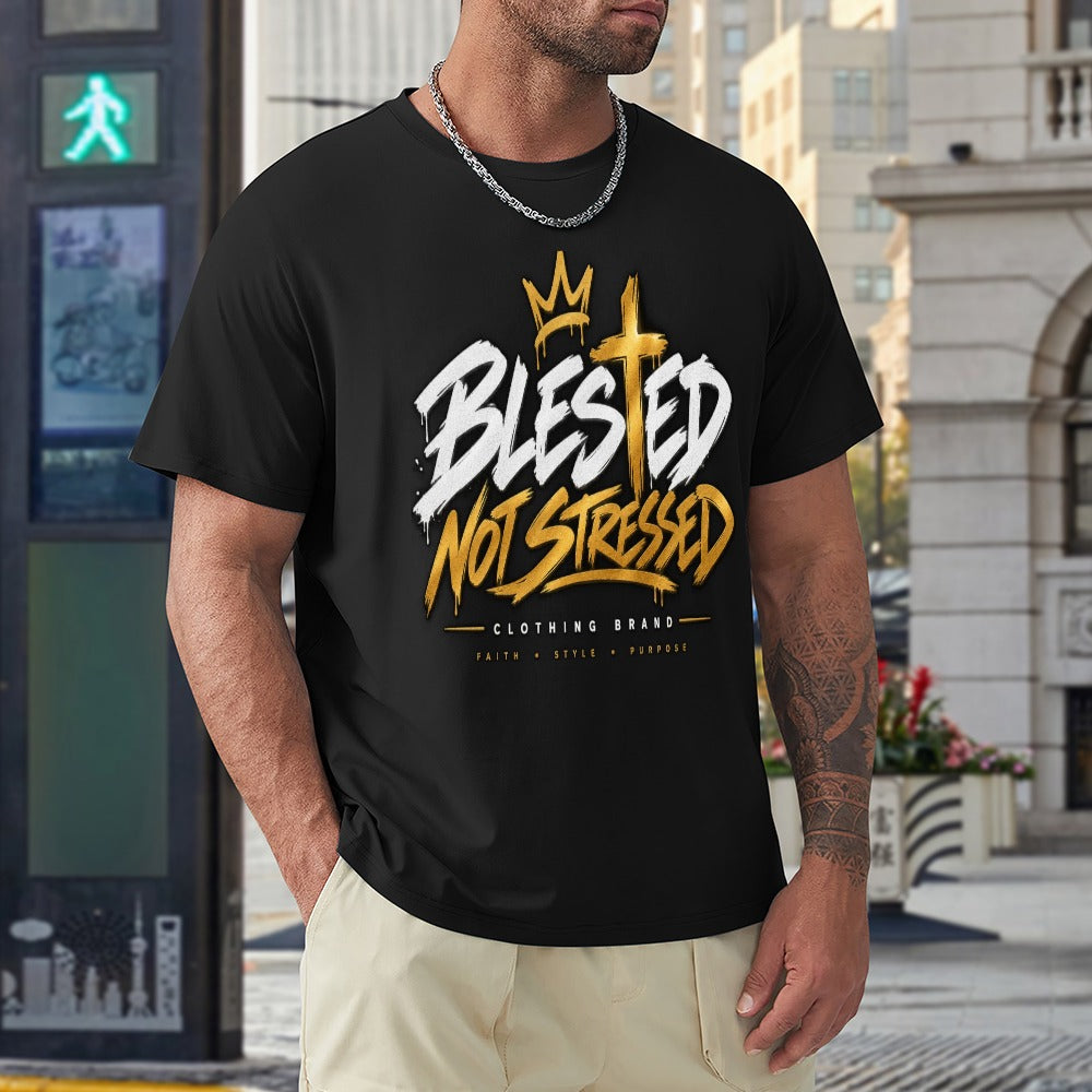 Blessed Not Stressed Double-Sided Cotton Graphic Tee