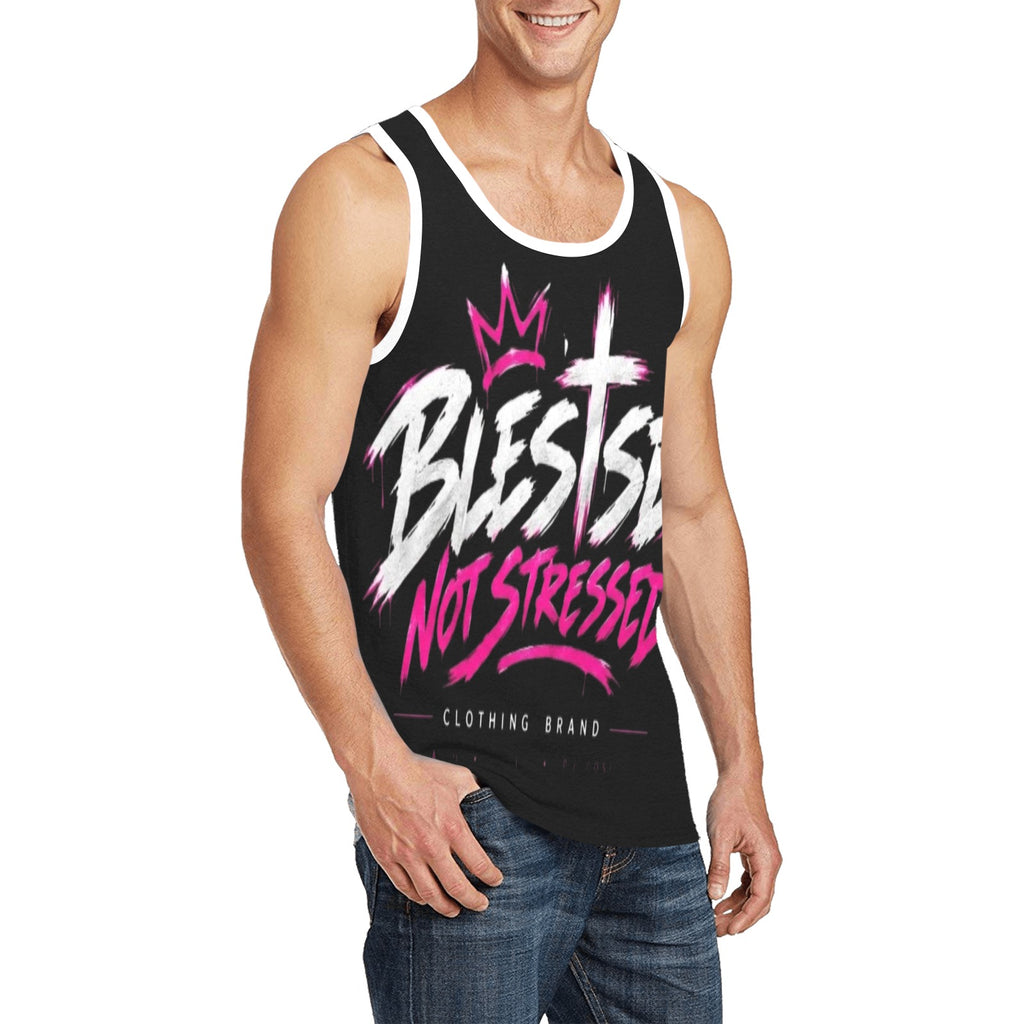 Blessed Not Stressed Men's Relaxed-Fit Graphic Tank Top