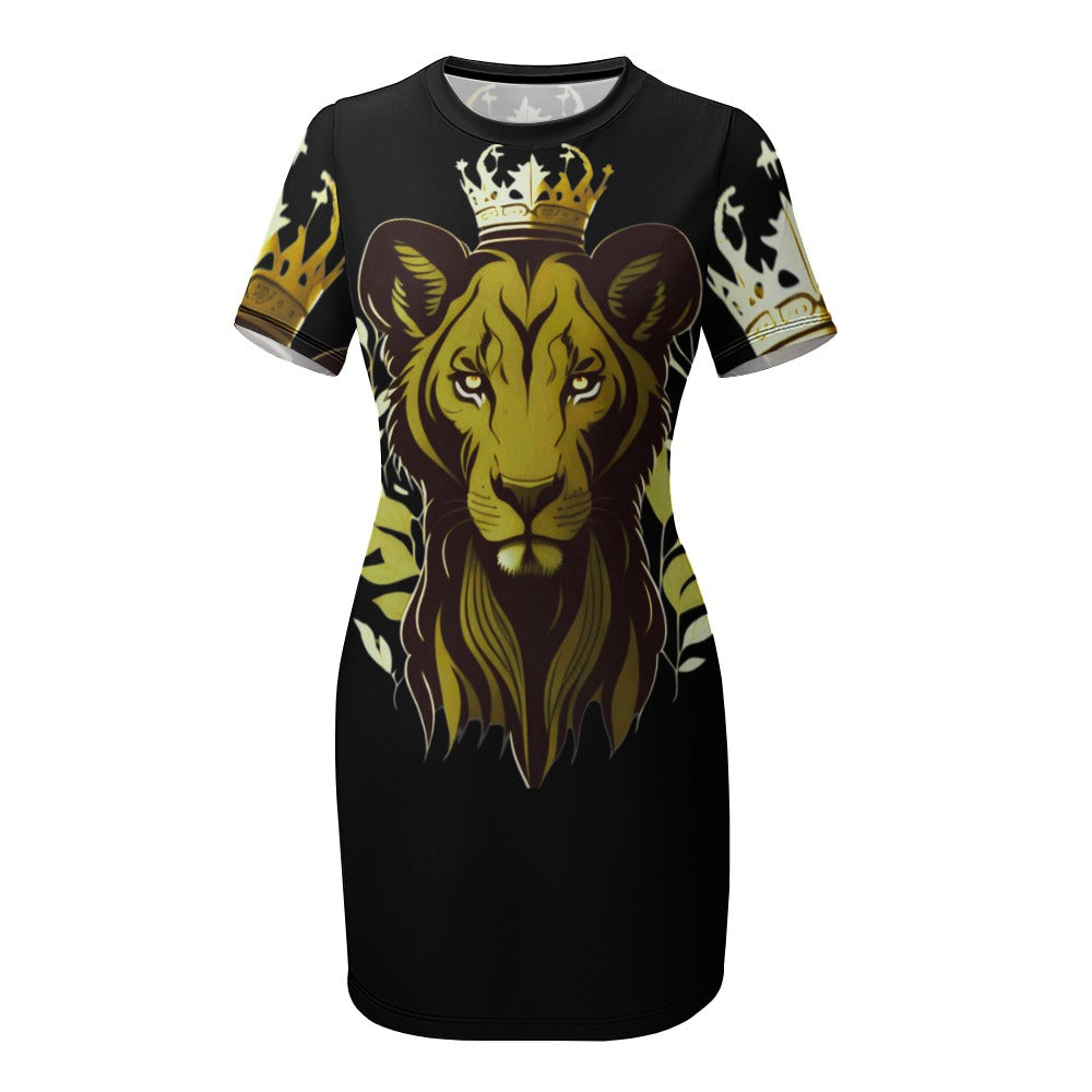 TEAM LOTTERY LIONESS Crew Neck Short Sleeve Dress