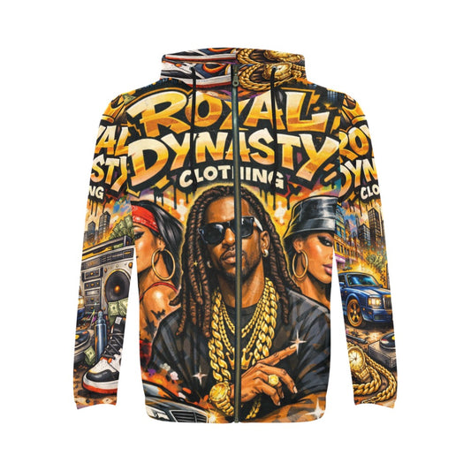 ROYAL DYNASY BIG MONEY Men's All Over Print Full Zip Hoodie (Model H14)
