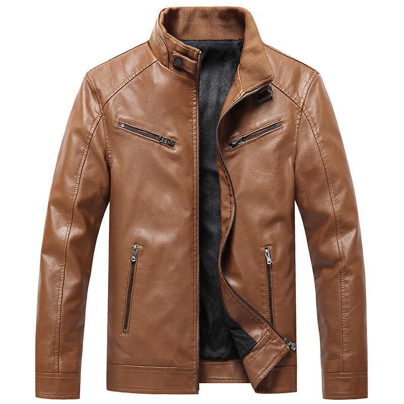 Men's Fleece Padded Leather Jacket
