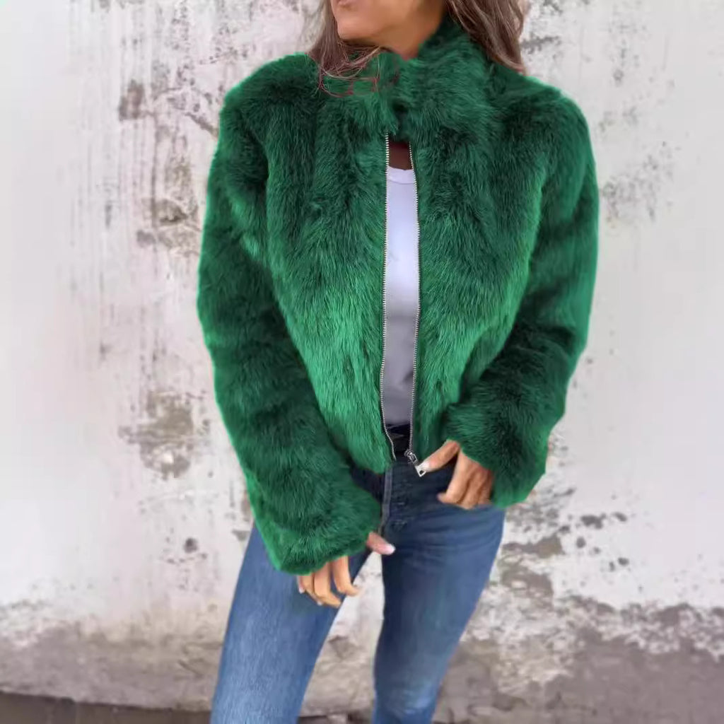 Fashion Stand Collar Plush Jacket