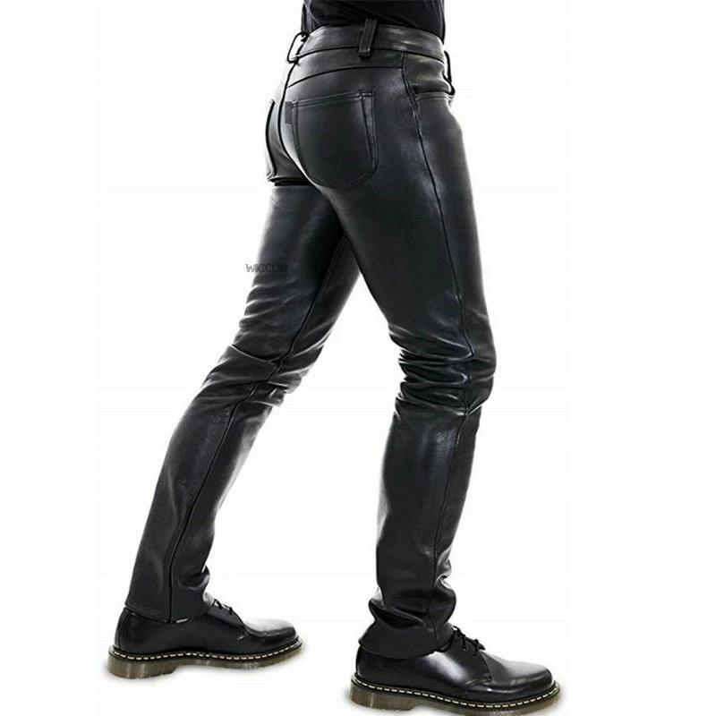 Solid Color Elastic premium Men's Leather Pants