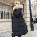 Women's Winter Slim Long Jacket With Fur Hood