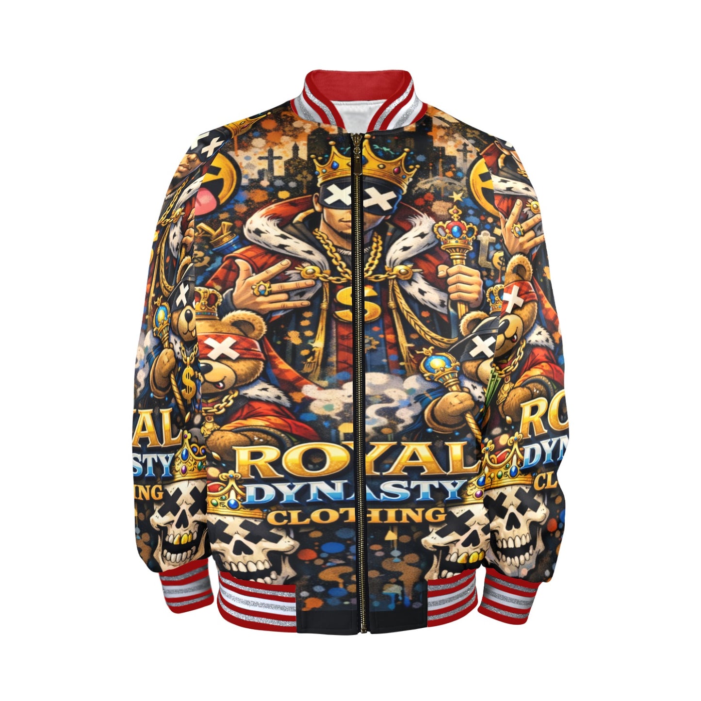 RDC RED KING EMOJI New Men's Striped Trim Bomber Jacket