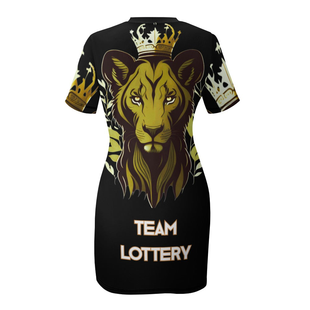 TEAM LOTTERY LIONESS Crew Neck Short Sleeve Dress