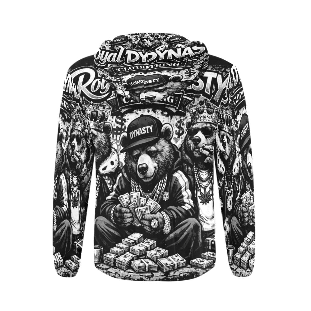 RDC LIT BEAR Men's All Over Print Full Zip Hoodie (Model H14)