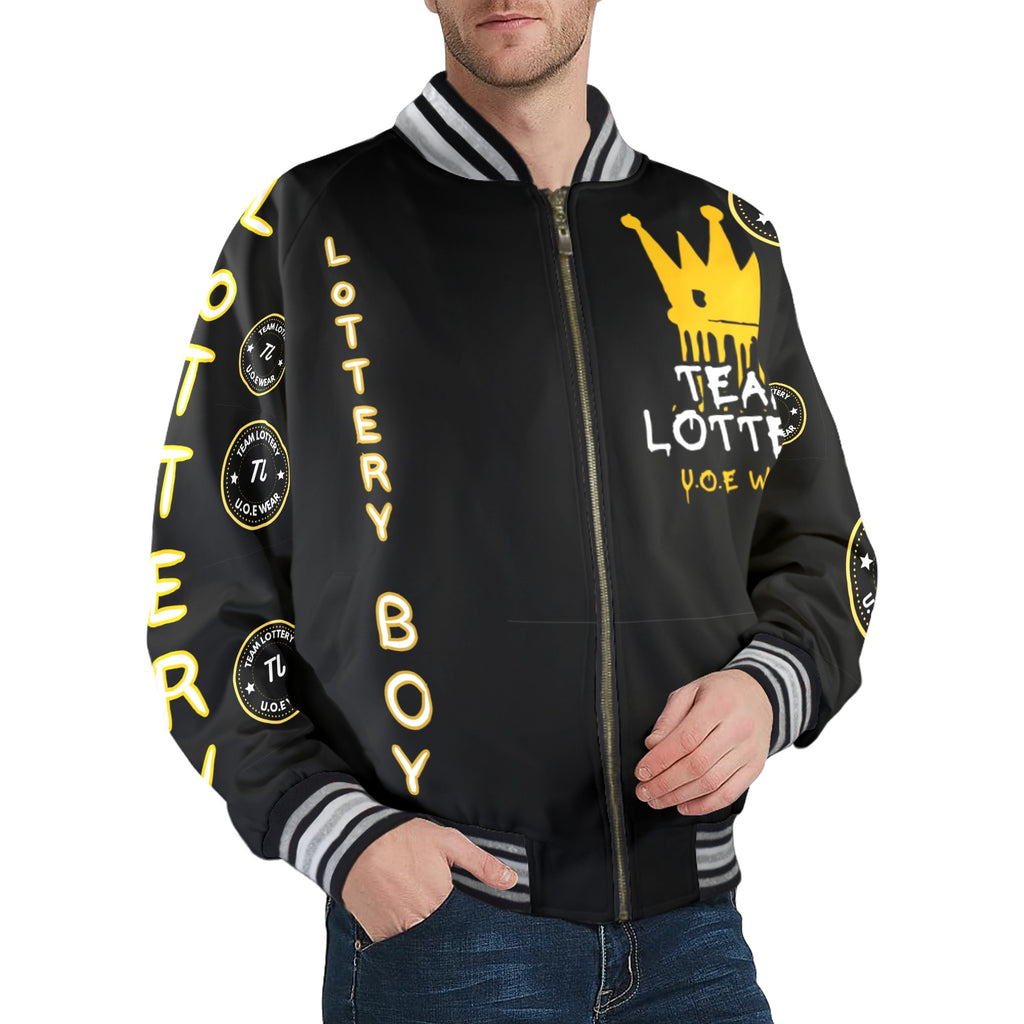TEAM LOTTERY U.O.E WEAR Men's Striped Trim Bomber Jacket – New Edition