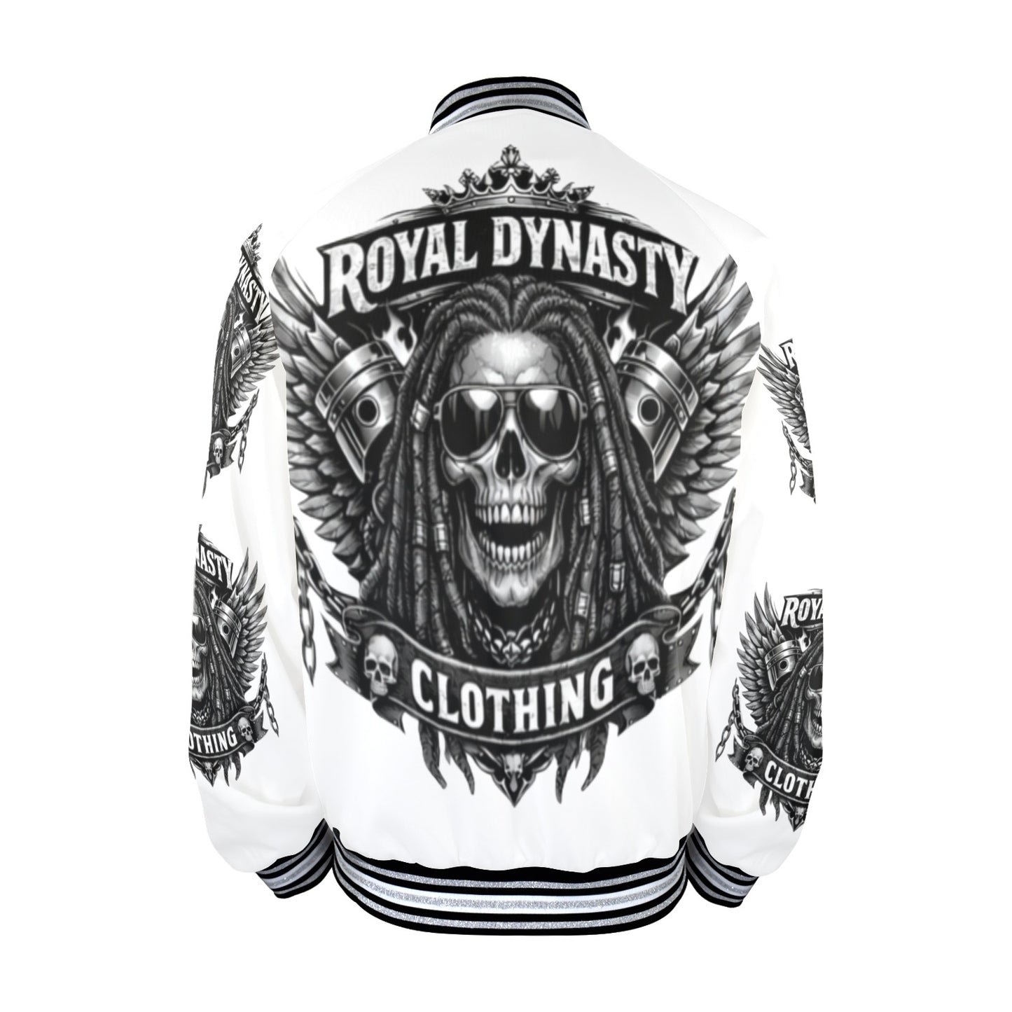 Royal Dynasty Skull Jacket Men's Striped Trim Bomber