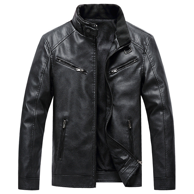 Men's Fleece Padded Leather Jacket