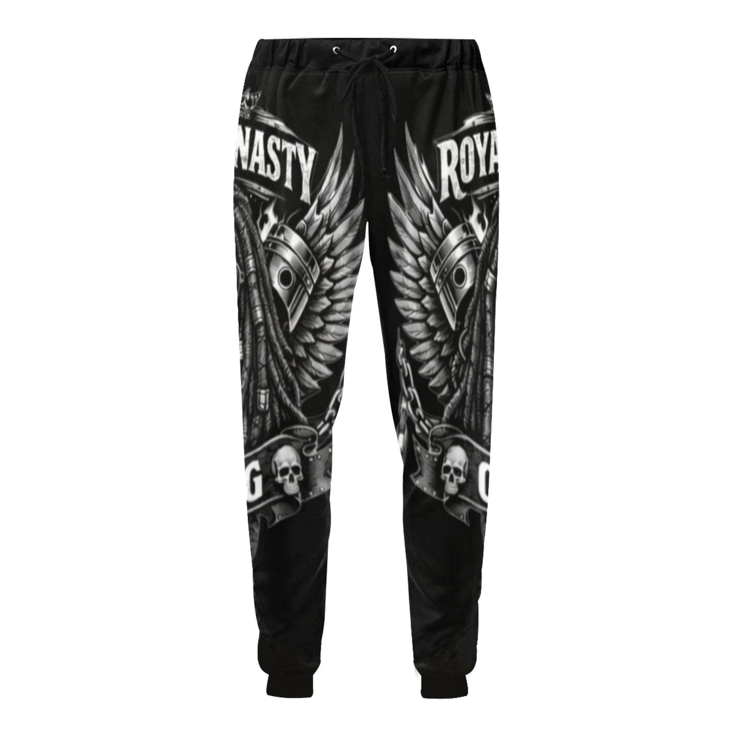 ROYAL DYNASTY BLACK AND WHITE SKULL Casual Baggy Slacks (Model L11)