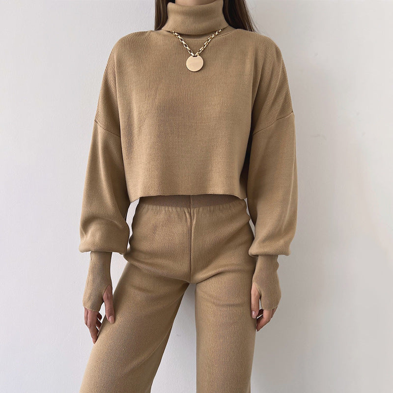 Autumn And Winter Turtleneck Casual Fashion Set