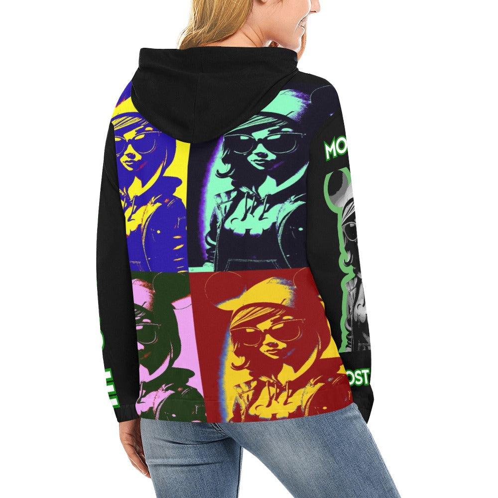 MOUSE Women's All Over Print Hoodie (Model H13)