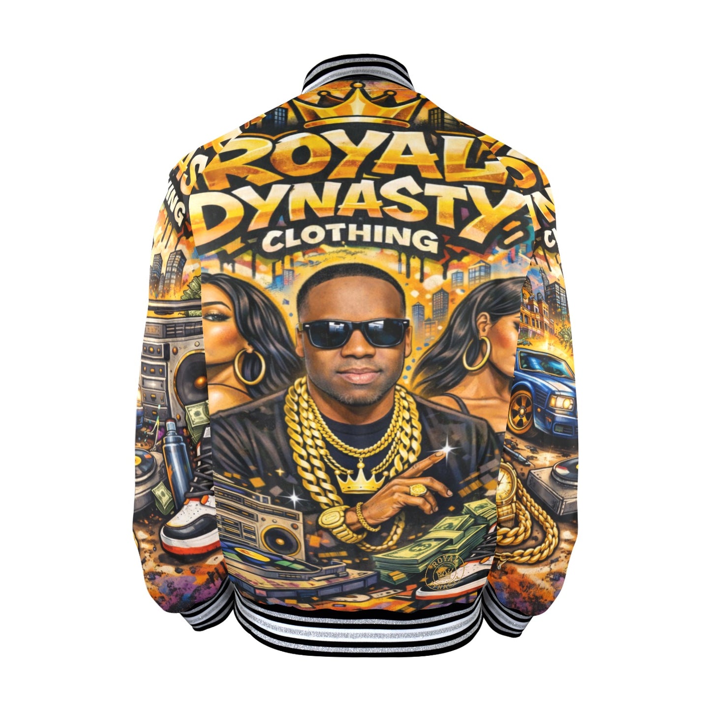 ROYAL DYNASTY BIG MONEY New Men's Striped Trim Bomber Jacket