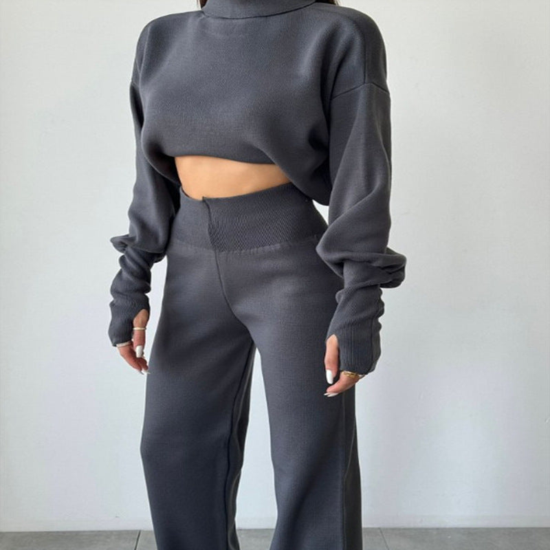Autumn And Winter Turtleneck Casual Fashion Set