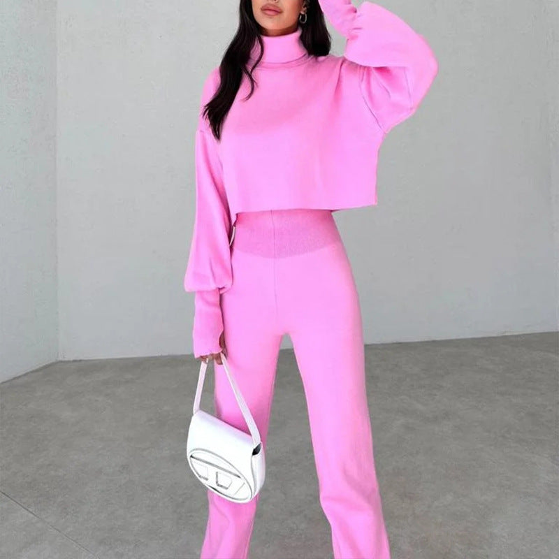 Autumn And Winter Turtleneck Casual Fashion Set