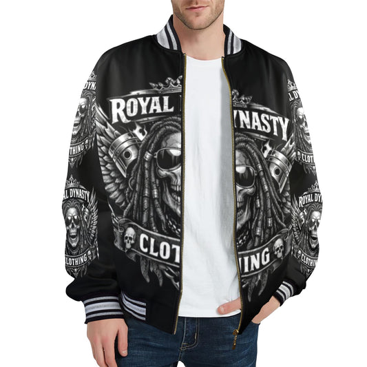 ROYAL DYNASTY SKULL New Men's Striped Trim Bomber Jacket