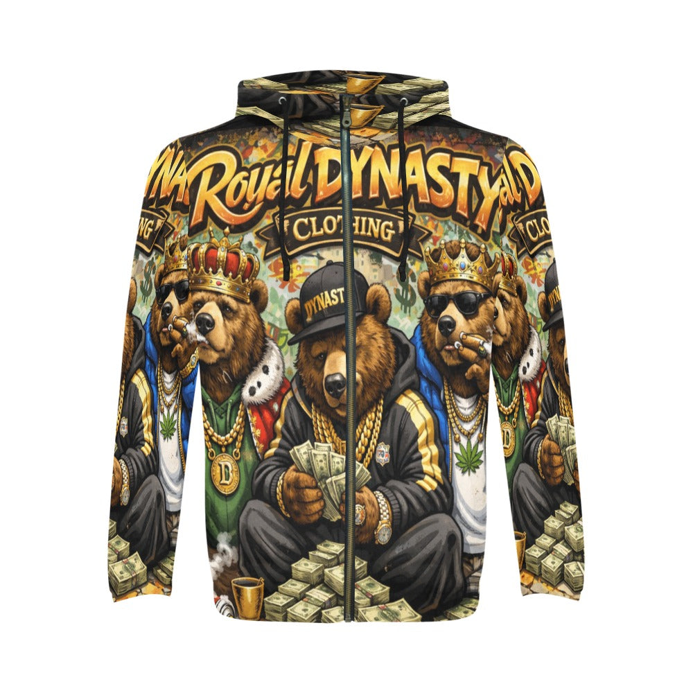 RDC LIT BEAR Men's All Over Print Full Zip Hoodie (Model H14)