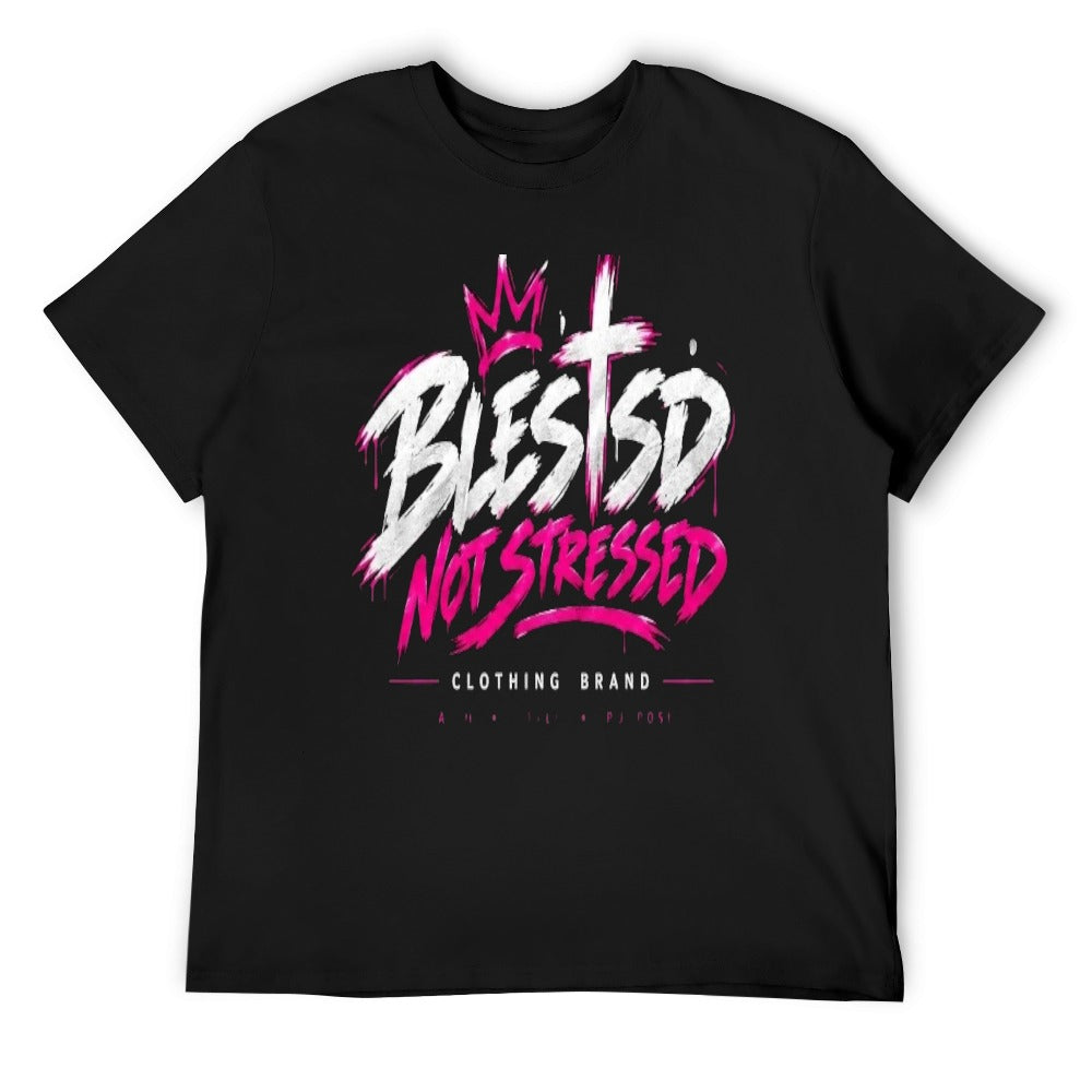 Blessed Not Stressed Men's 100% Cotton Graphic T-Shirt