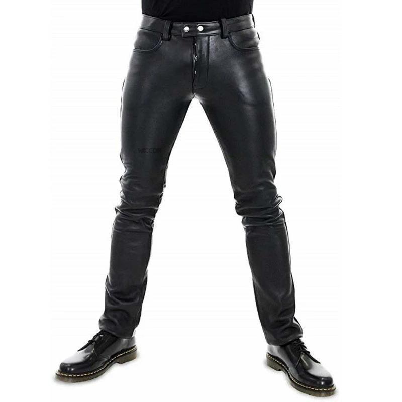Solid Color Elastic premium Men's Leather Pants