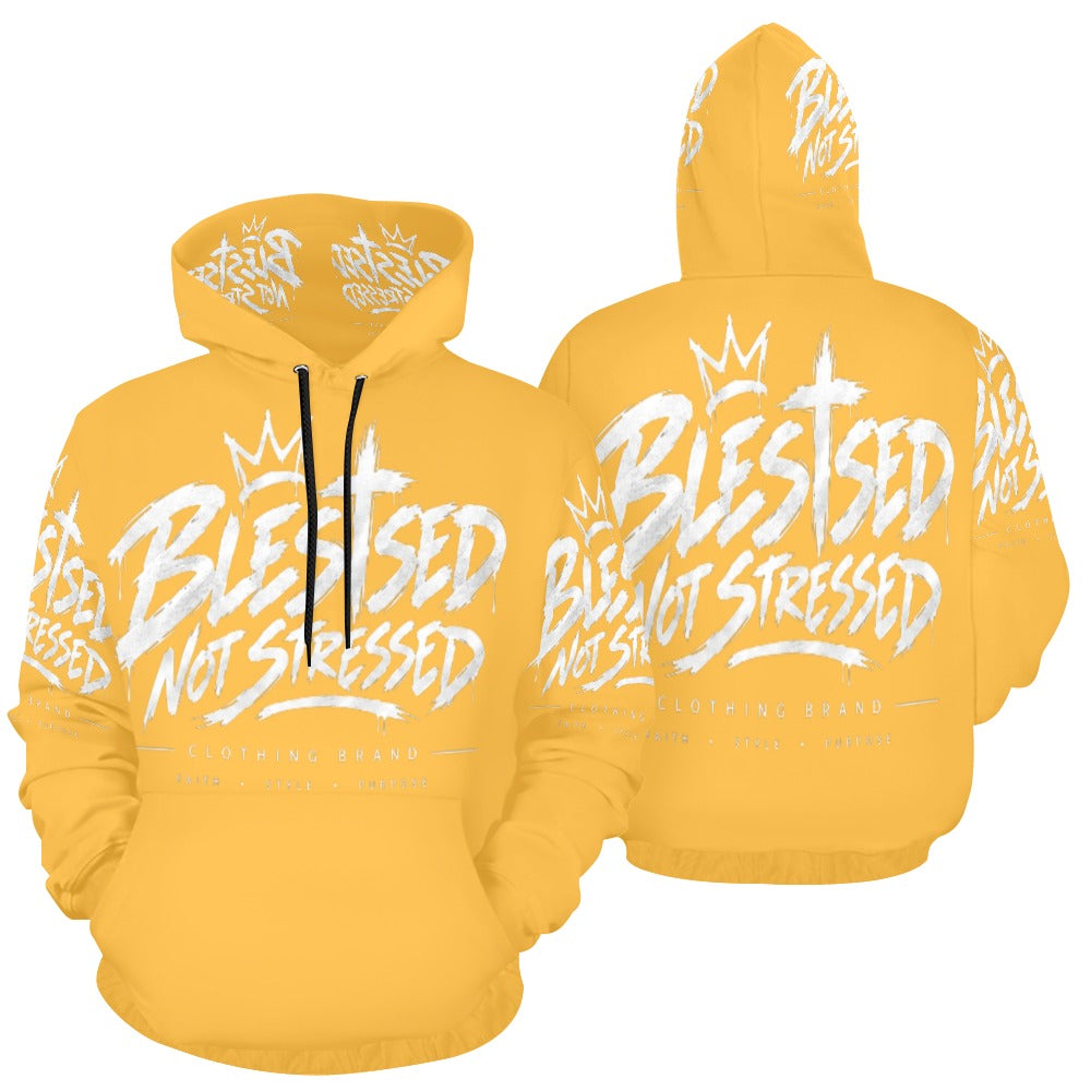 Blessed Not Stressed Men's All-Over Print Pullover Hoodie