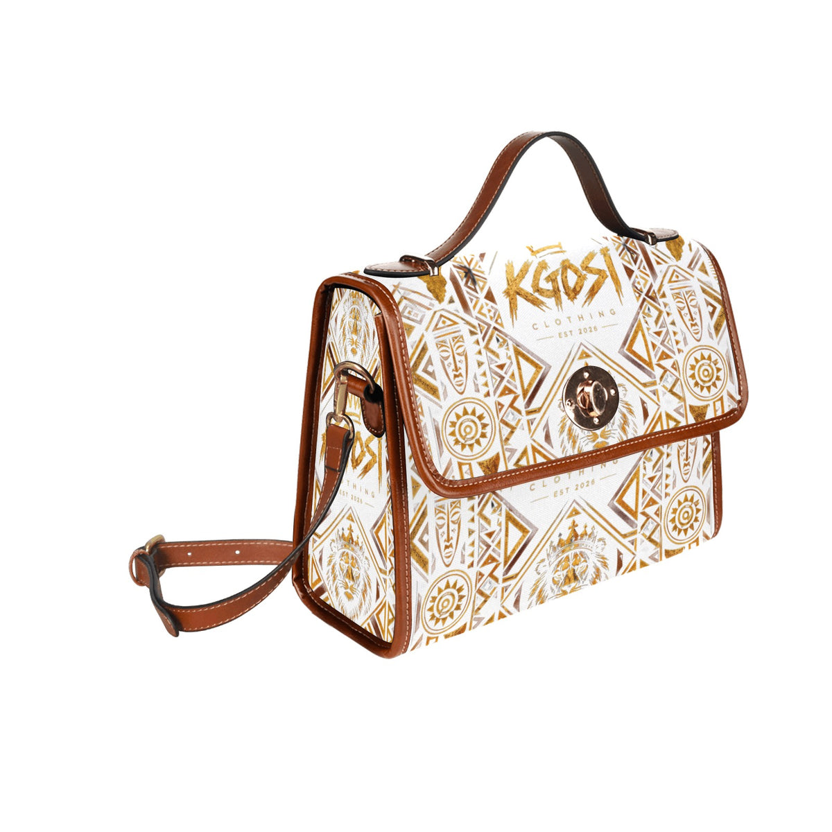 KGOSI LUXURY Waterproof Canvas Bag-Brown (All Over Print) (1641)