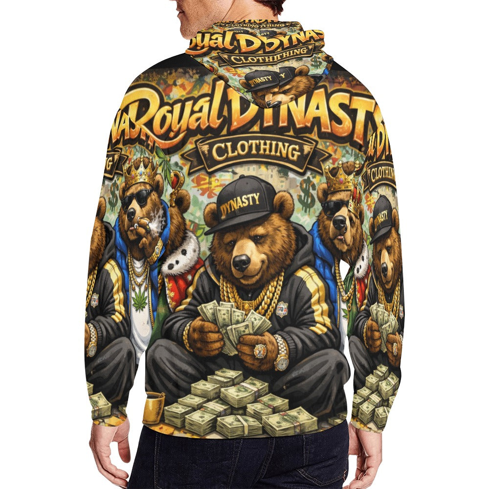 RDC LIT BEAR Men's All Over Print Full Zip Hoodie (Model H14)