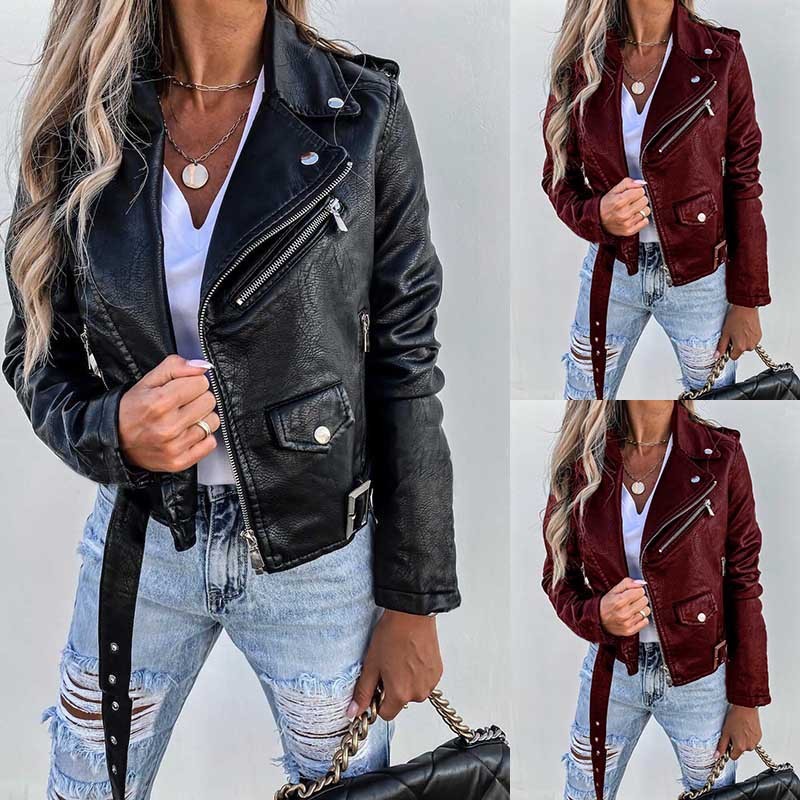 Jacket Top PU Leather Coat