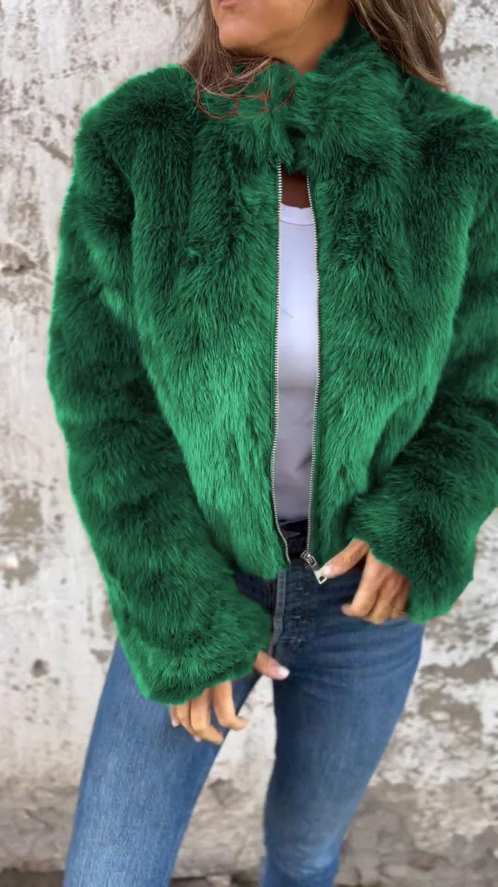 Fashion Stand Collar Plush Jacket