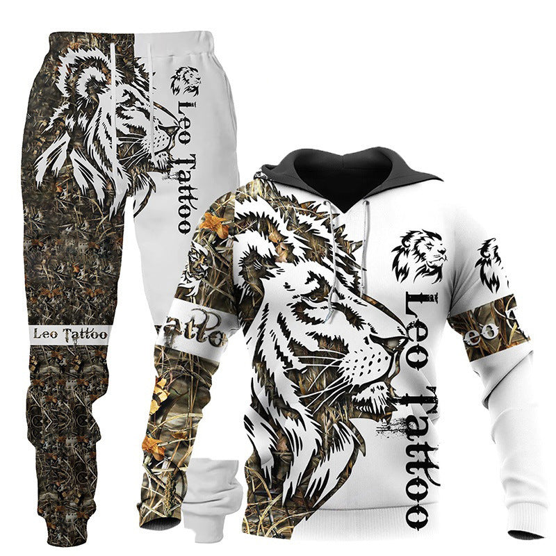 3D Wolf Print Tracksuit Set
