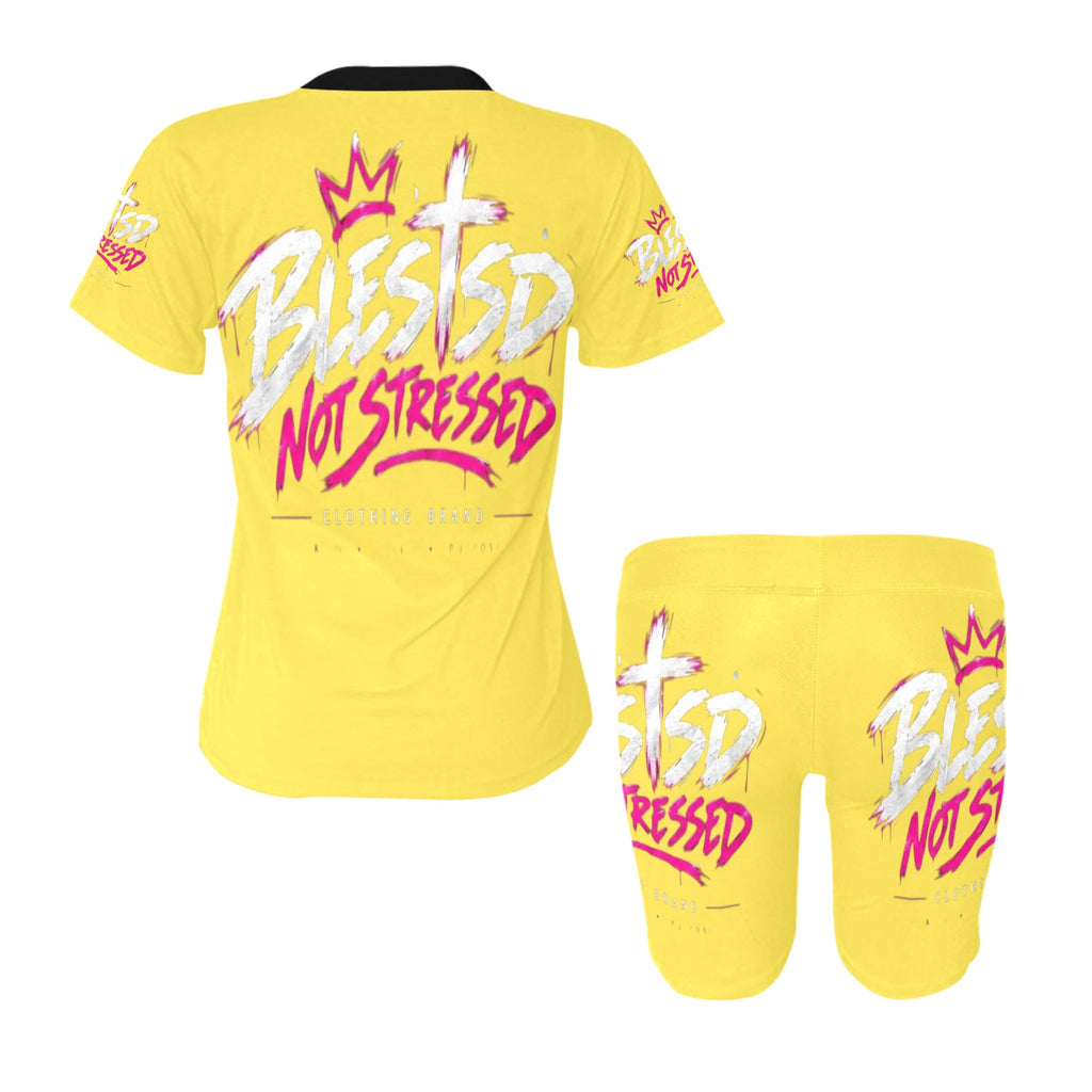 Blessed Not Stressed Women's Printed T-Shirt & Shorts Set