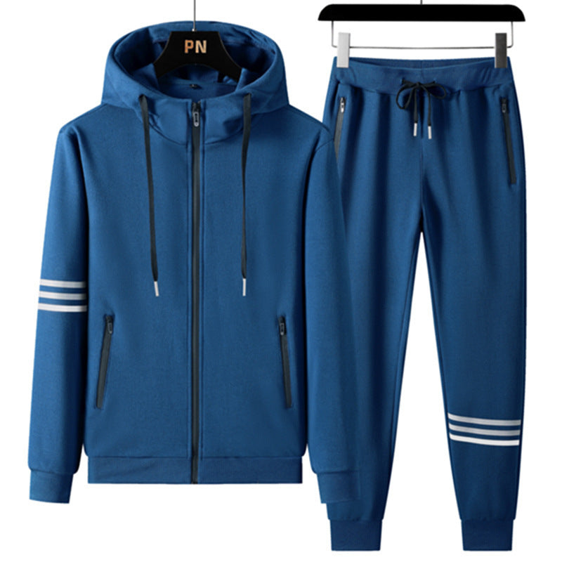 Men's Casual Sports Pure Cotton Hooded Sweater Trousers Two-piece Set