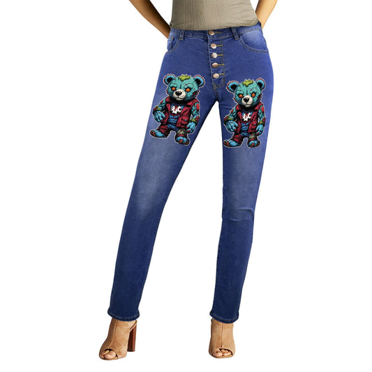 ZOMBIE BEAR Women's Jeans (Front&Back Printing)