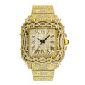 Men's Ice Thorn Dial Zircon Full Diamond Square Quartz Watch