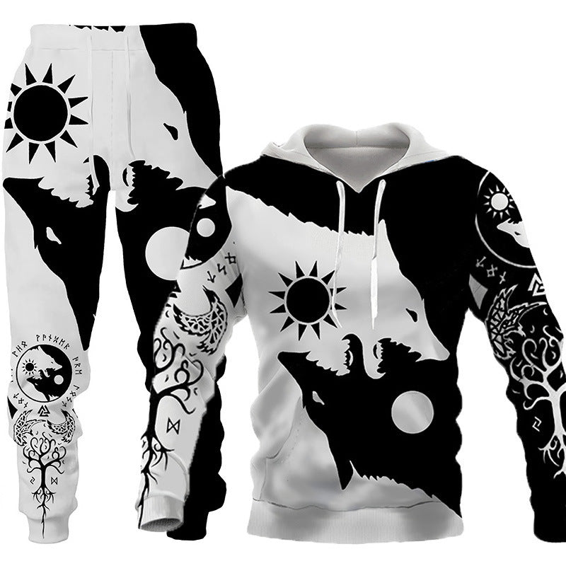 3D Wolf Print Tracksuit Set