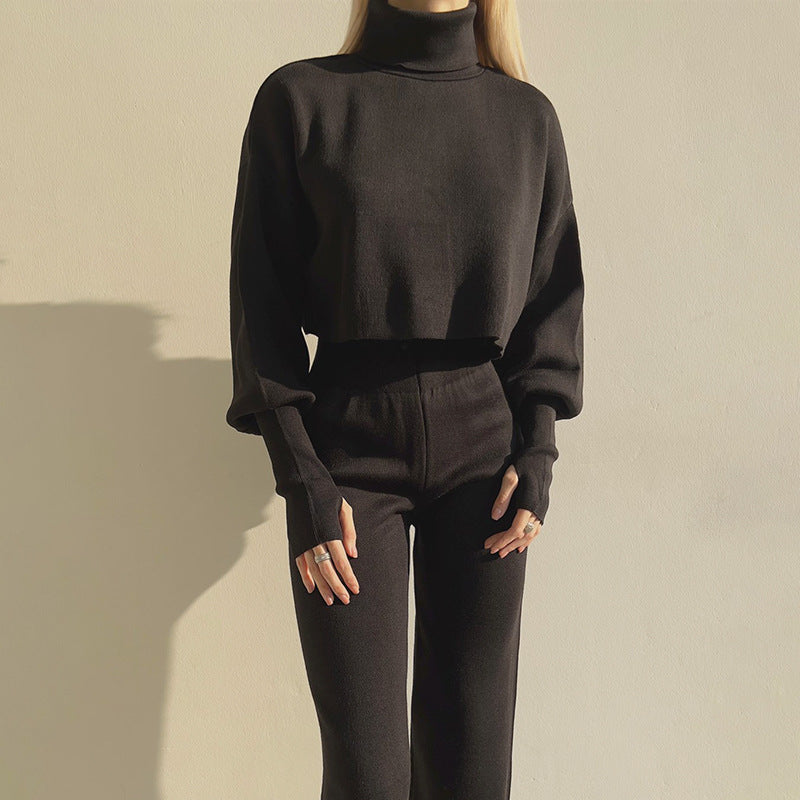 Autumn And Winter Turtleneck Casual Fashion Set