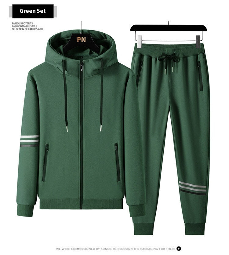 Men's Casual Sports Pure Cotton Hooded Sweater Trousers Two-piece Set