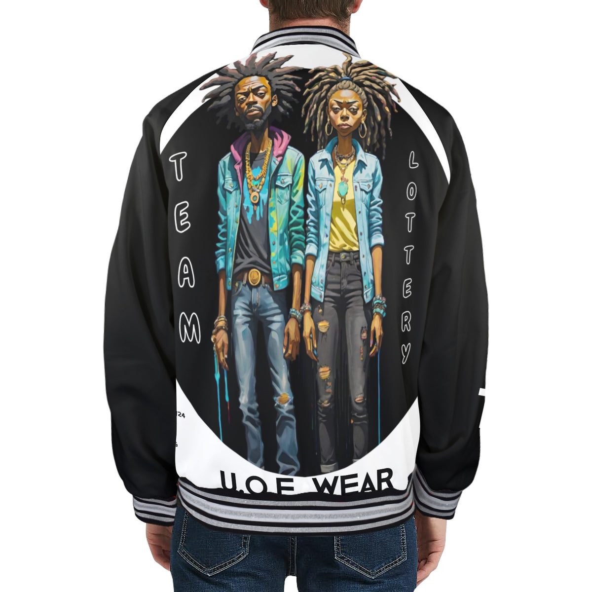 TEAM LOTTERY BEASTMODE Men's Striped Trim Bomber Jacket