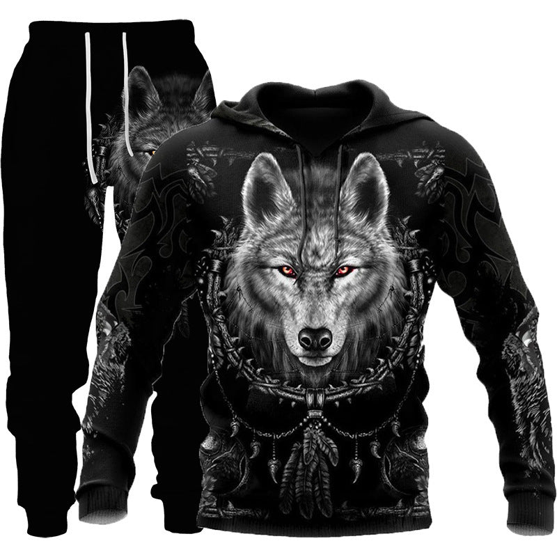 3D Wolf Print Tracksuit Set