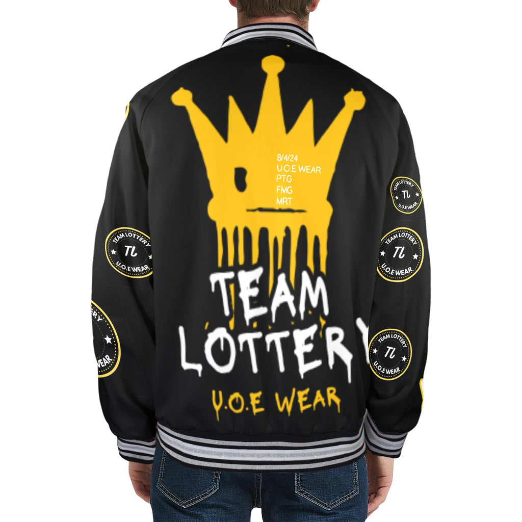 TEAM LOTTERY U.O.E WEAR Men's Striped Trim Bomber Jacket – New Edition