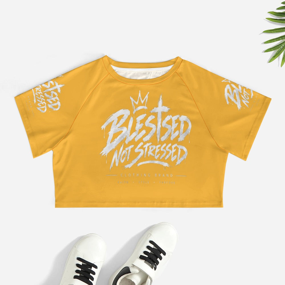 Blessed Not Stressed Women's Short Sleeve Crop Top