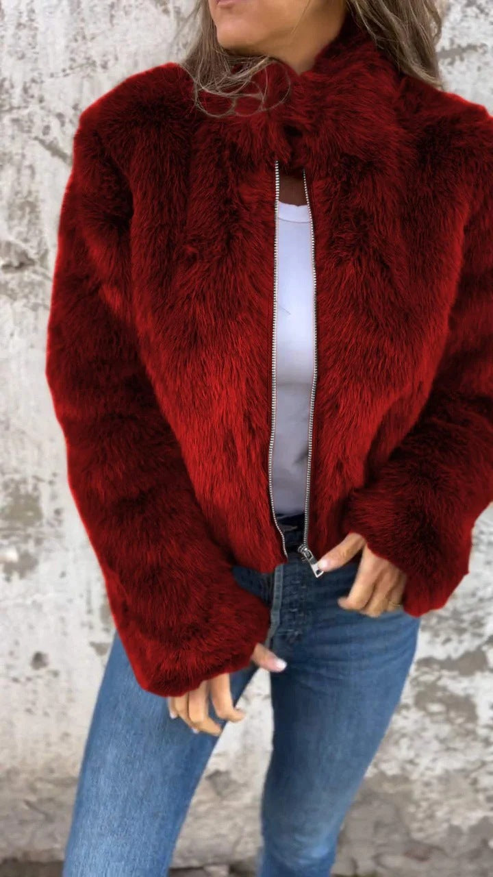 Fashion Stand Collar Plush Jacket