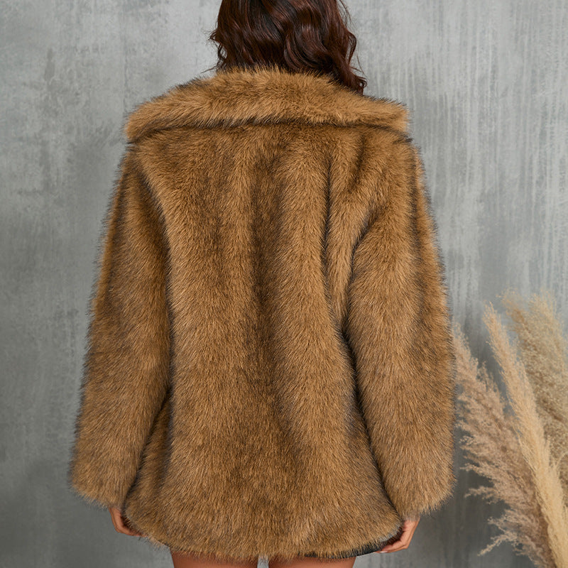Luxury Long Fluffy Faux Fur Coat