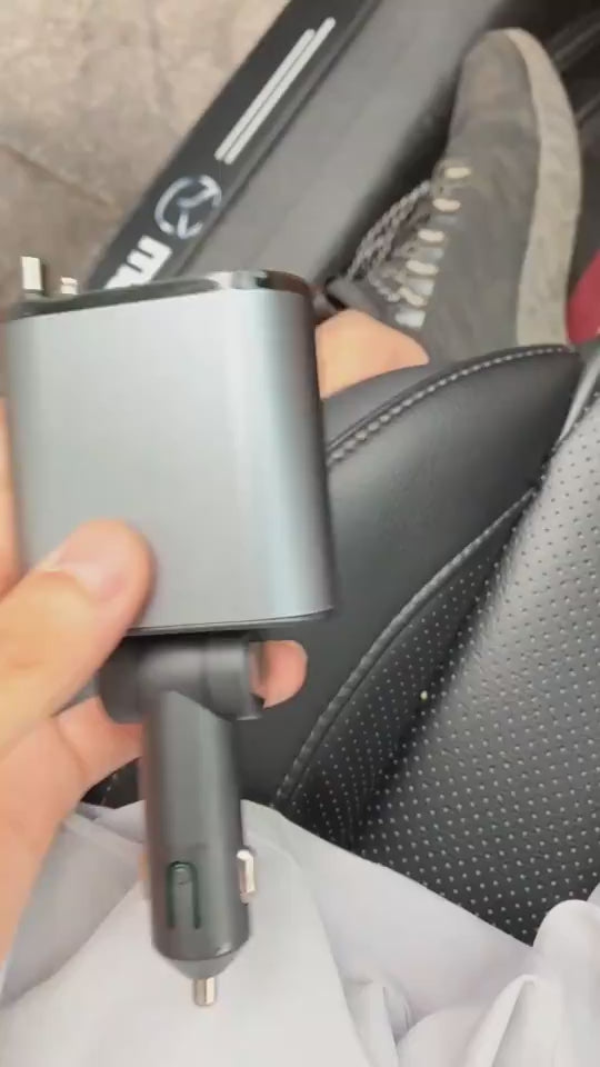 4 In 1 Retractable Car Charger Fast Car Phone Charger 120W With USB Type C Cable